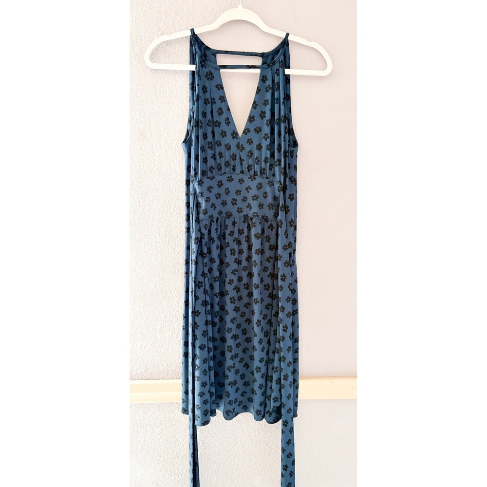 Marc by Marc Jacobs Y2K Blue Floral V Neck Mini Dress XS Whimsigoth 90s Style